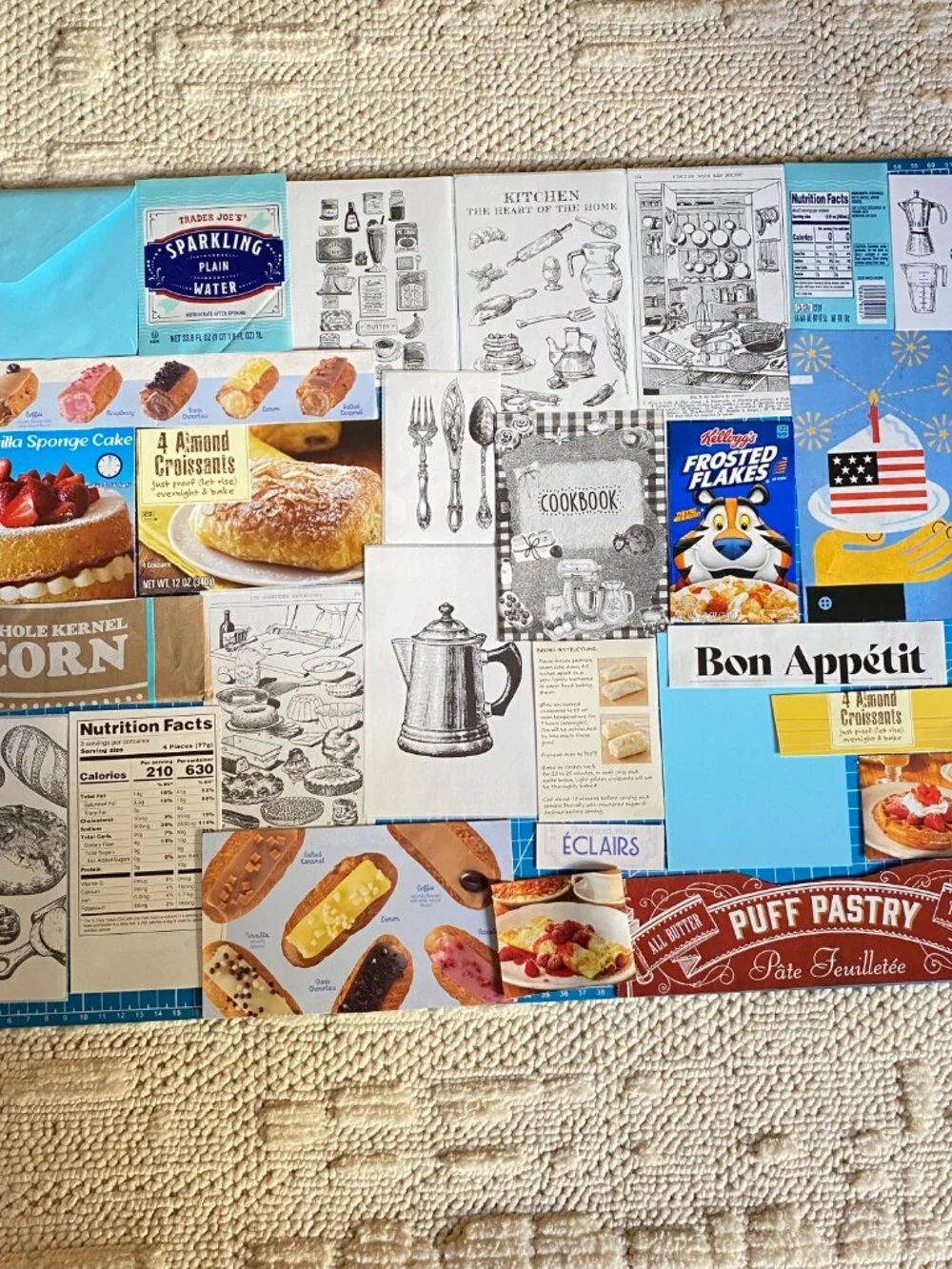 Foodie Junk Journal Kit – Curated Ephemera Pack - Blue